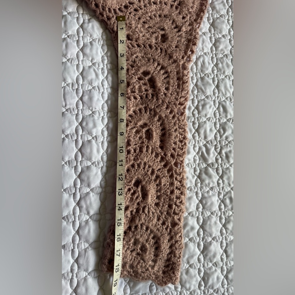 Michelle Nicole Blush Pink Fairy Cottagecore Crochet Women Sweater Size Large - Picture 11 of 13